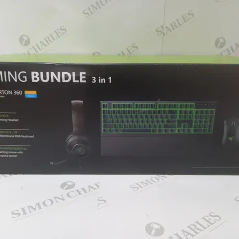 BRAND NEW BOXED RAZER GAMING BUNDLE 3 IN 1 TO INCLUDE - GAMING HEADSET, MEMBRANE RGB KEYBOARD AND ESSENTIAL GAMING MOUSE