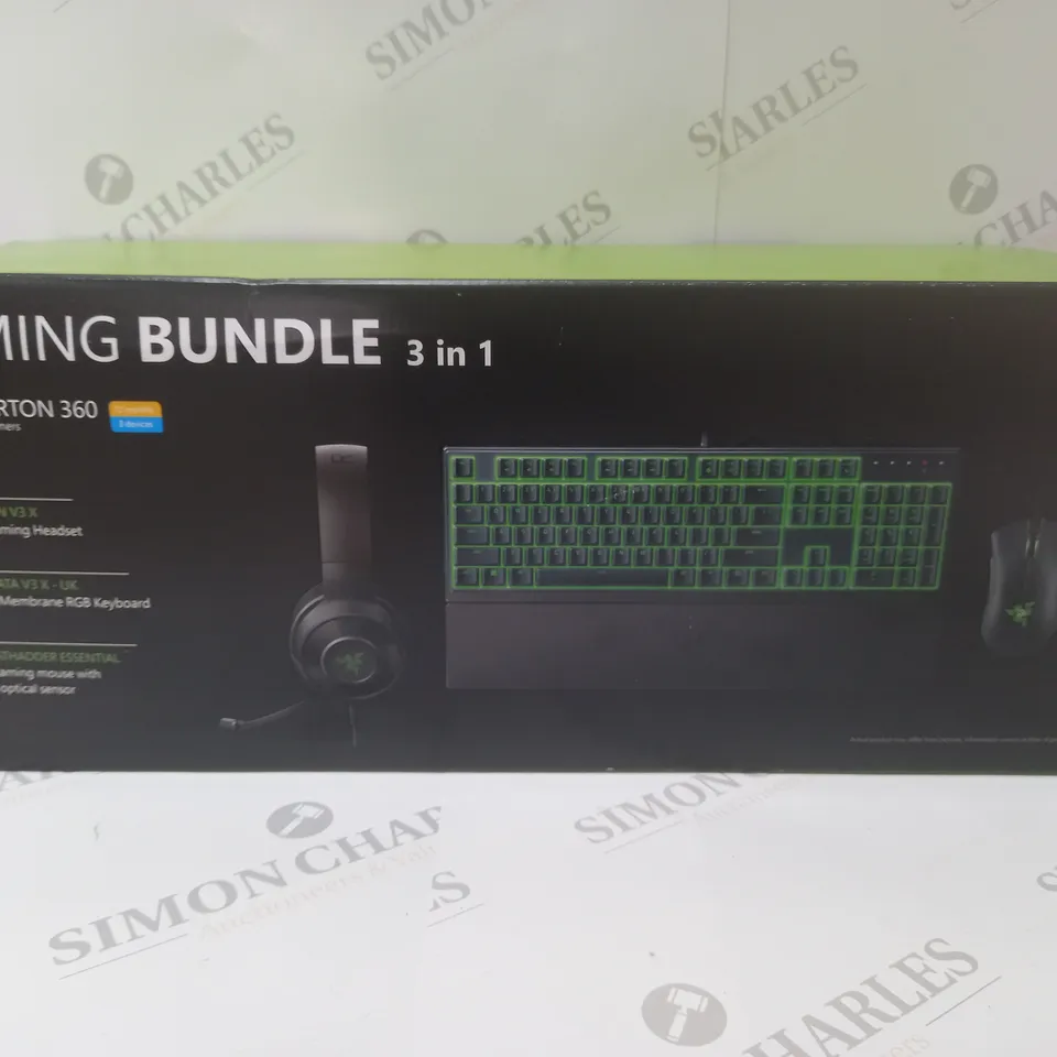 BRAND NEW BOXED RAZER GAMING BUNDLE 3 IN 1 TO INCLUDE - GAMING HEADSET, MEMBRANE RGB KEYBOARD AND ESSENTIAL GAMING MOUSE