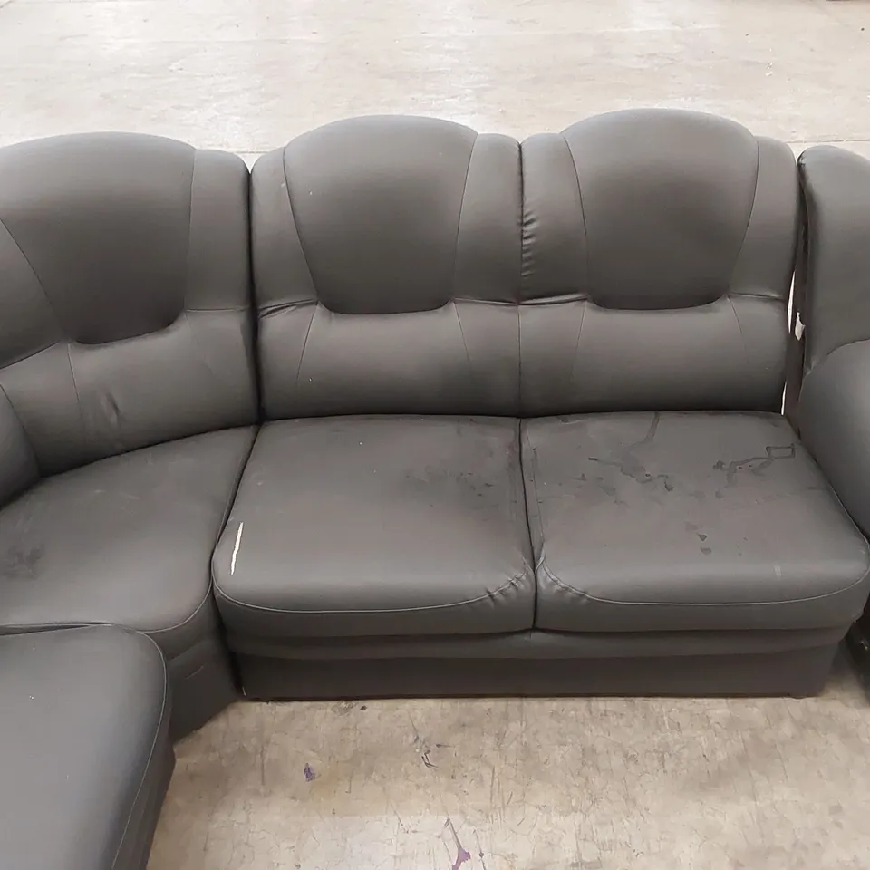 DESIGNER COLIN CORNER SOFA BLACK FAUX LEATHER 