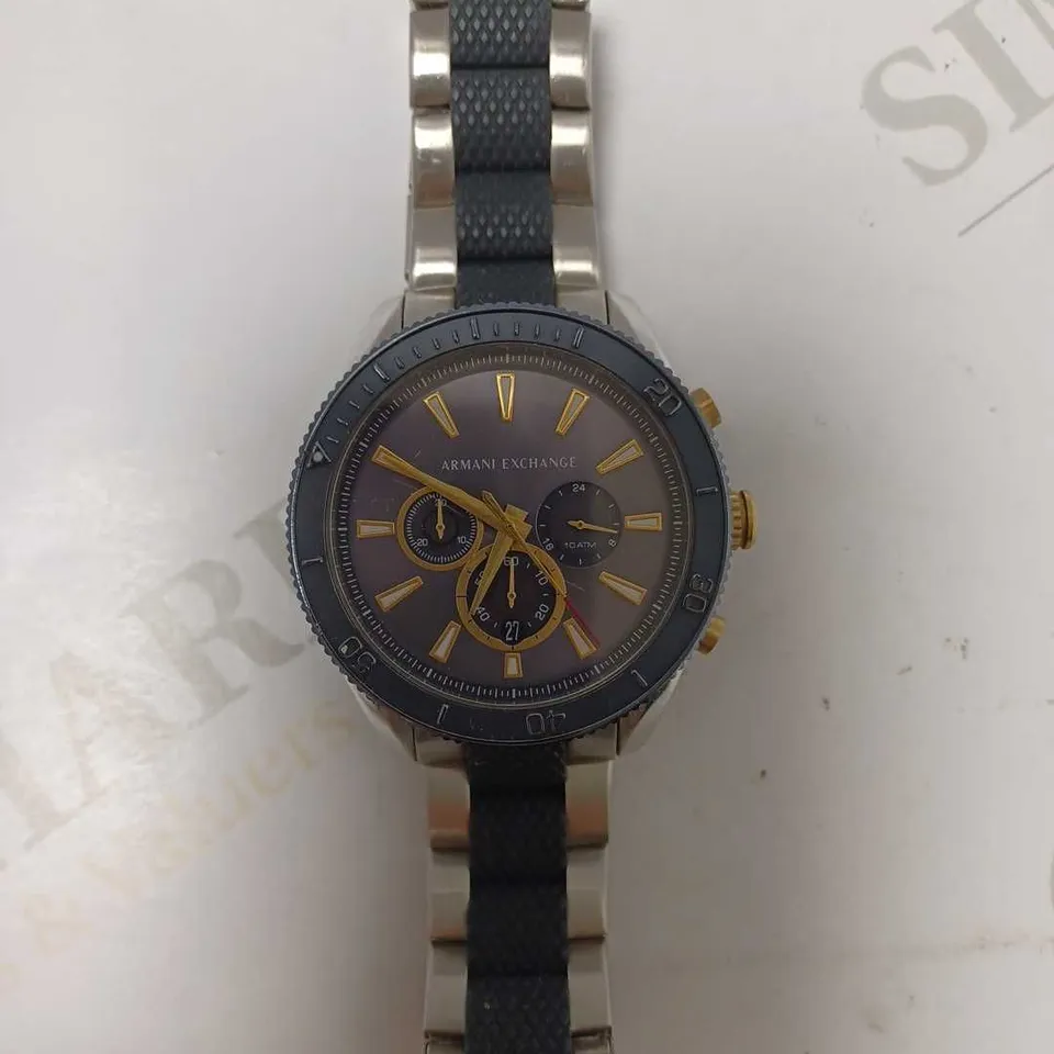 ARMANI EXCHANGE TRIPLE DIAL RUBBER BRACELET STRAP WRISTWATCH 