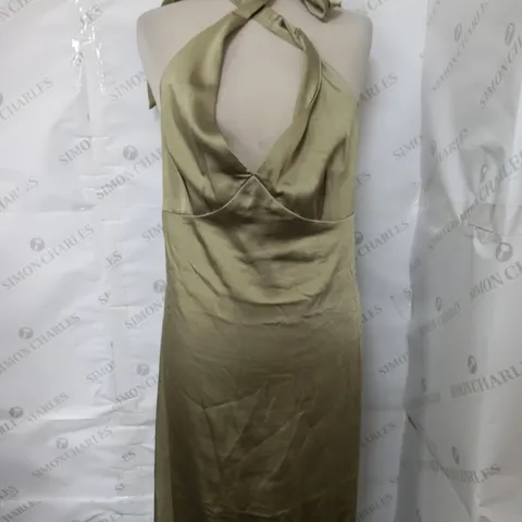 PRETTY LAVISH SHINNY GREEN LONG DRESS - UK 18