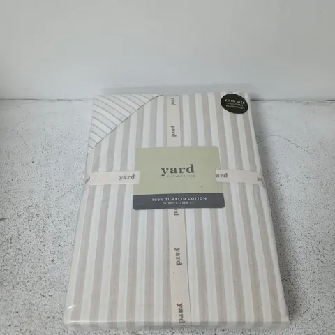 YARD 100% COTTON DUVET COVER SET – KING SIZE, STRIPED (BOXED)