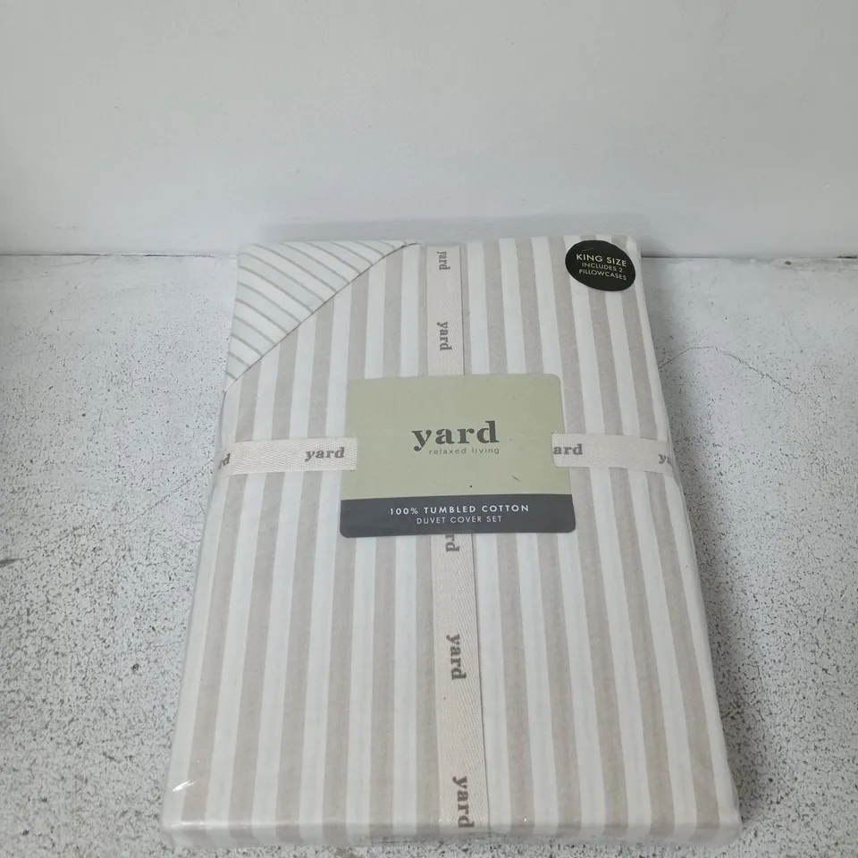 YARD 100% COTTON DUVET COVER SET – KING SIZE, STRIPED (BOXED)