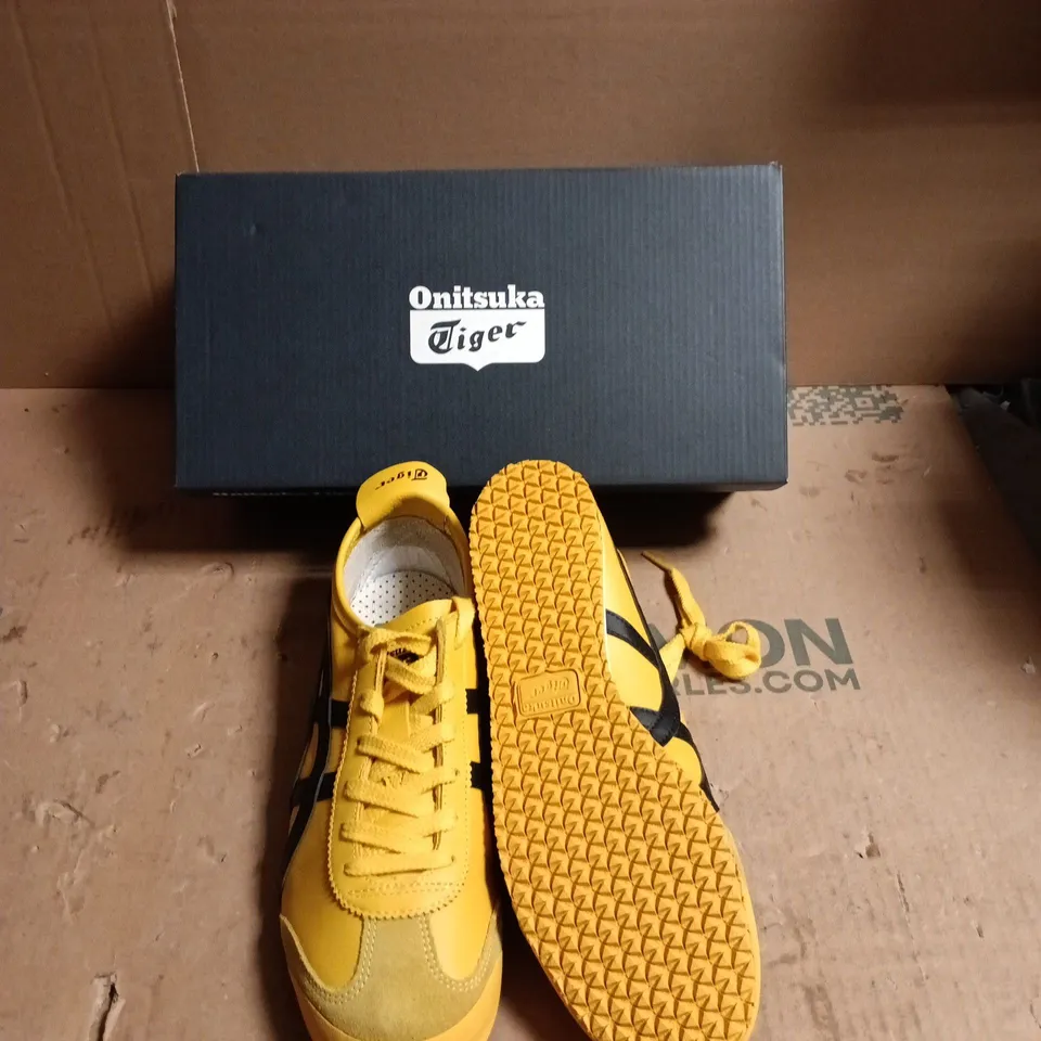 ONITSUKA TIGER SNEAKERS – YELLOW WITH BLACK STRIPES - UK SIZE 6
