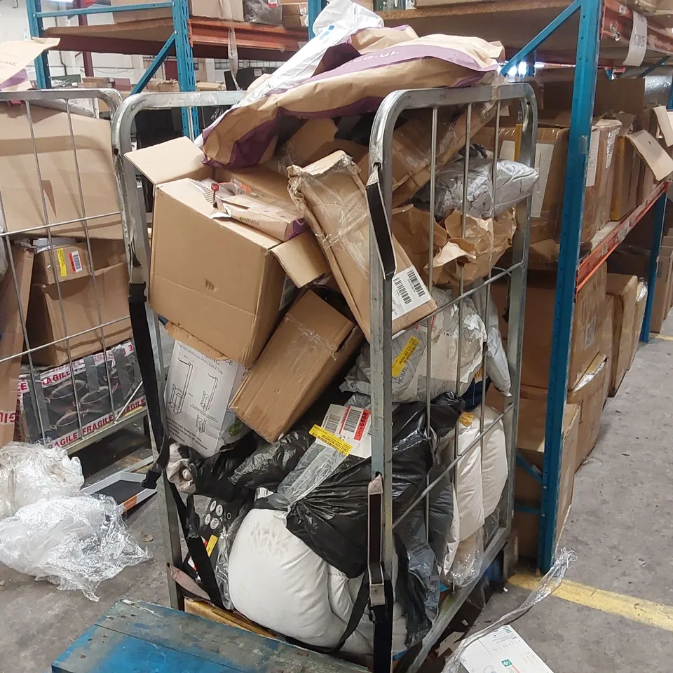 CAGE OF ASSORTED CONSUMER PRODUCTS/FURNITURE PARTS (CAGE NOT INCLUDED)