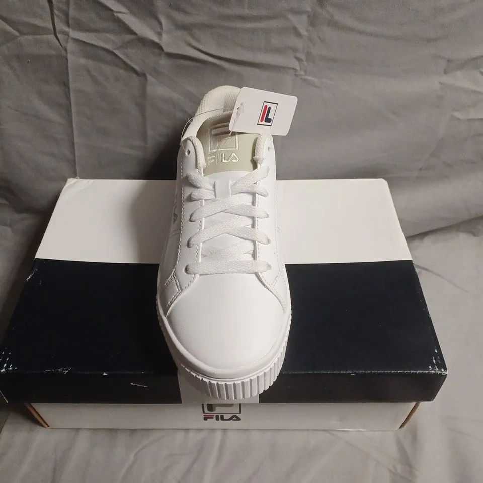 BOXED PAIR OF FILA White Platform Sneakers - UK SIZE 2.5