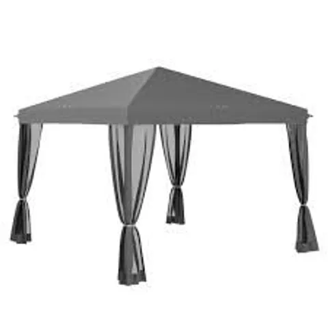 BOXED OUTSUNNY 3 X 3 M POP UP GAZEBO, 420D GARDEN TENT CANOPY WITH REMOVABLE MESH SIDEWALL NETTING, CARRY BAG FOR GARDEN PATIO OUTDOOR, LIGHT GREY