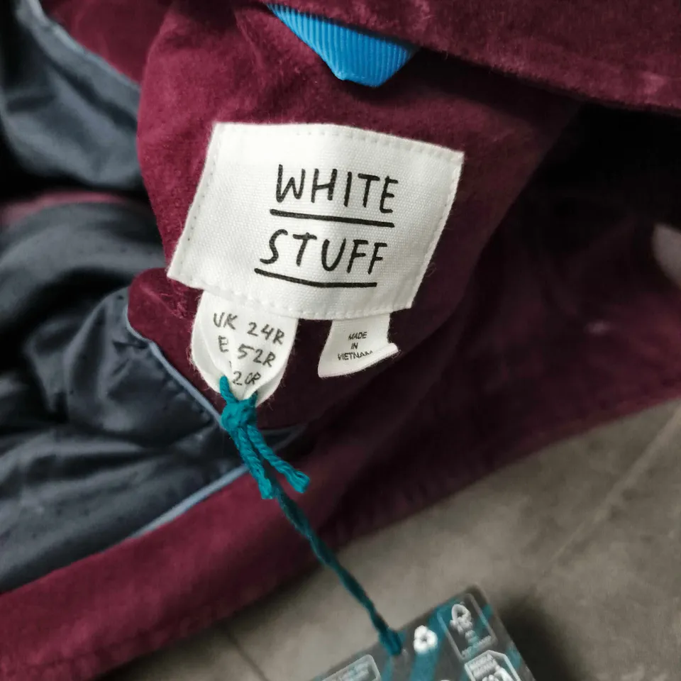 WHITE STUFF KARLA VELVET COAT IN PLUM - UK 24R