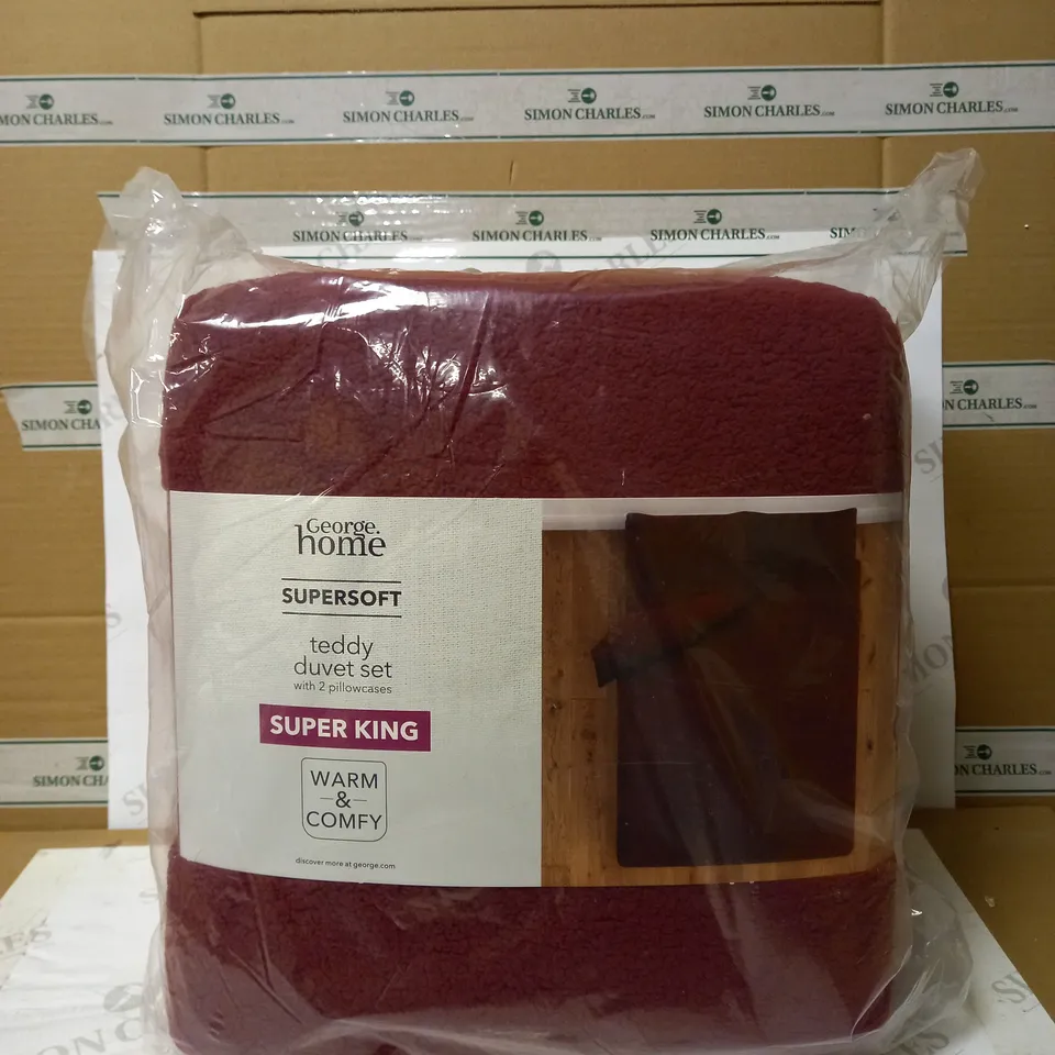 GEORGE SUPERSOFT TEDDY DUVET SET SUPER KING