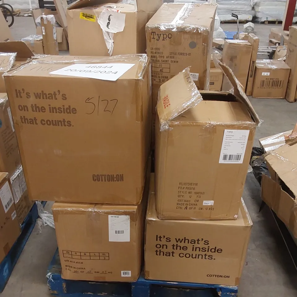 PALLET TO CONTAIN A LARGE ASSORTMENT OF DESIGNER CLOTHING // SIZES, DESIGNS AND COLOURS VARY
