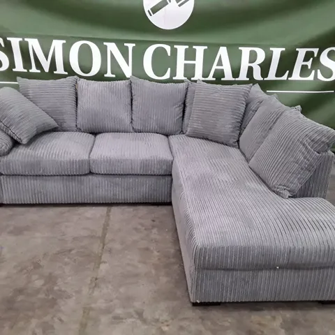 DESIGNER AMALFI SCATTERBACK RH CORNER CHAISE - CHARCOAL CORDUROY FABRIC