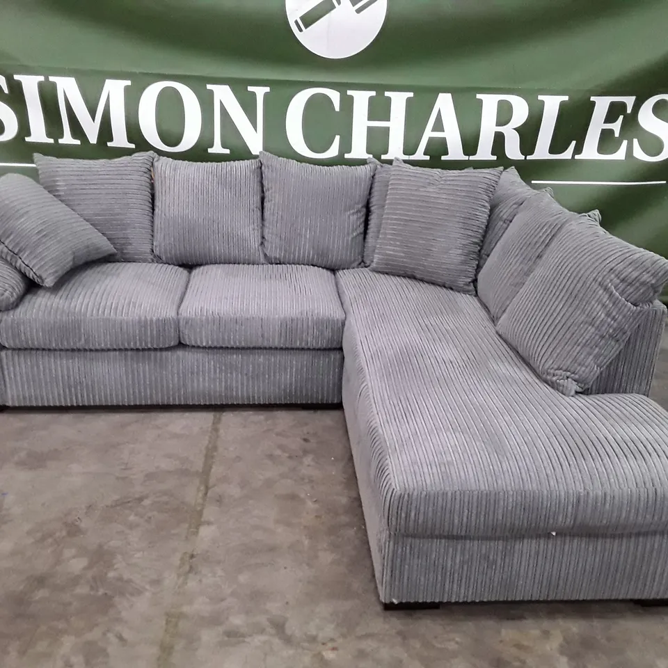 DESIGNER AMALFI SCATTERBACK RH CORNER CHAISE - CHARCOAL CORDUROY FABRIC