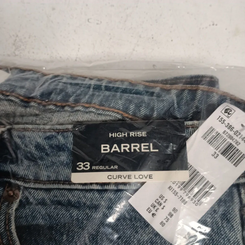 ABERCROMBIE & FITCH HIGH RISE BARREL CURVE LOVE JEANS – DENIM, WOMEN'S, UK 33 (US 33)