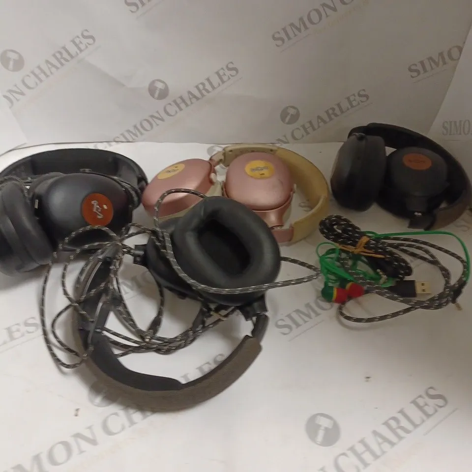 APPROXIMATELY 5 ASSORTED HOUSE OF MARLEY HEADPHONES