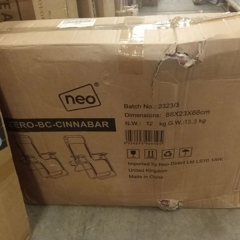 BOXED SET OF 2 OUTDOOR GARDEN LOUNGER CHAIRS - CINNABAR 