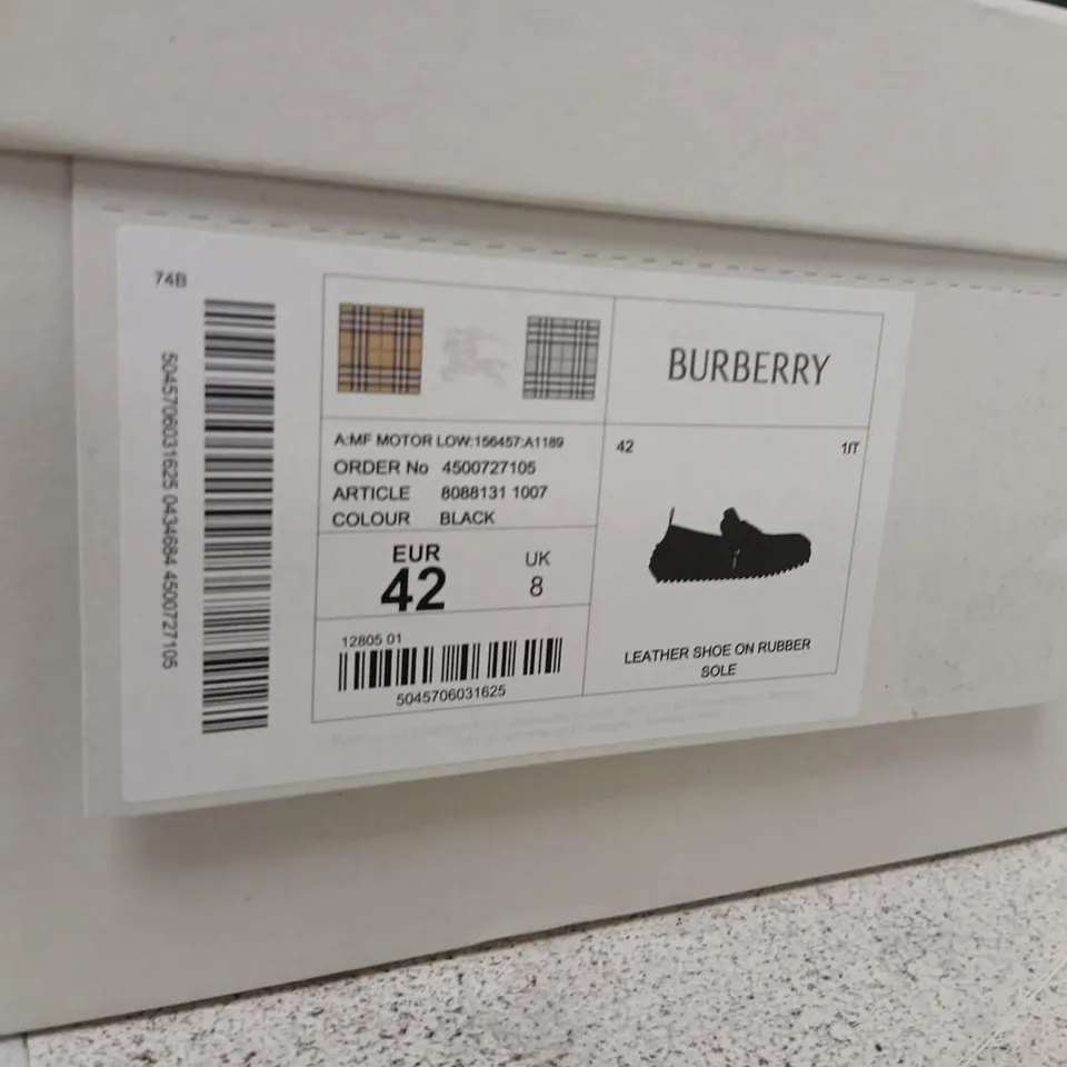 BURBERRY MEN'S LEATHER SLIP-ON LOAFERS – BLACK, UK 8 (EU 42)