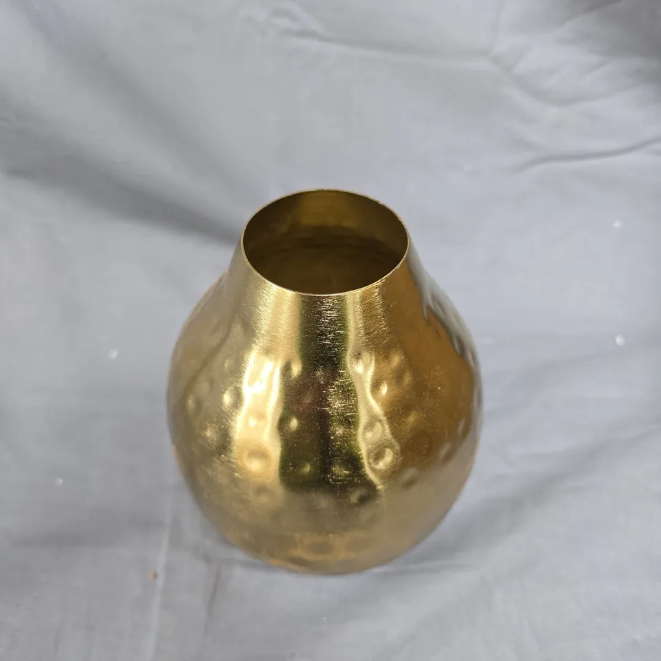 BRASS HAMMERED VASES, SET OF 9 