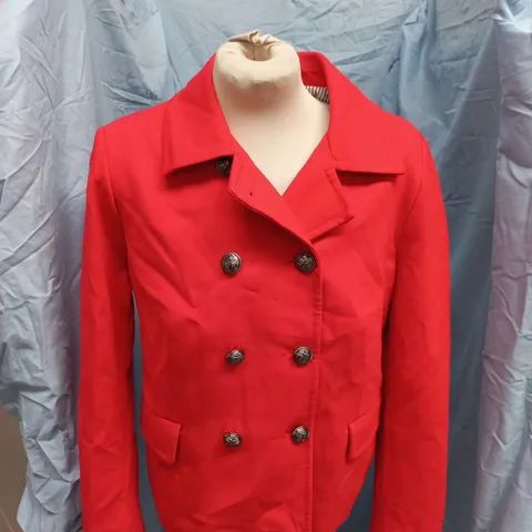 LANDS' END WOMEN'S RED DOUBLE-BREASTED BLAZER – UK 14/16 (US 12)