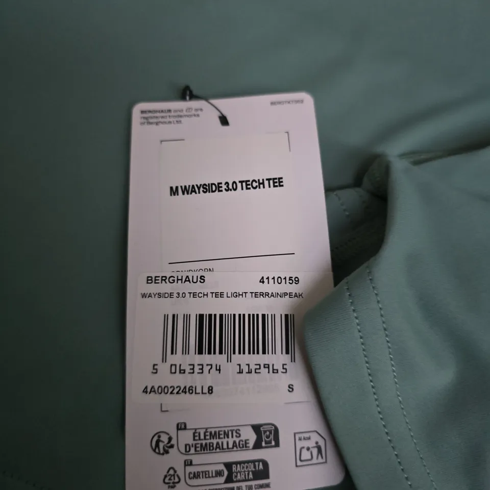 BERGHAUS WAYSIDE 3.0 TECH TEE – LIGHT TERRAIN/PEAK, UK SIZE s
