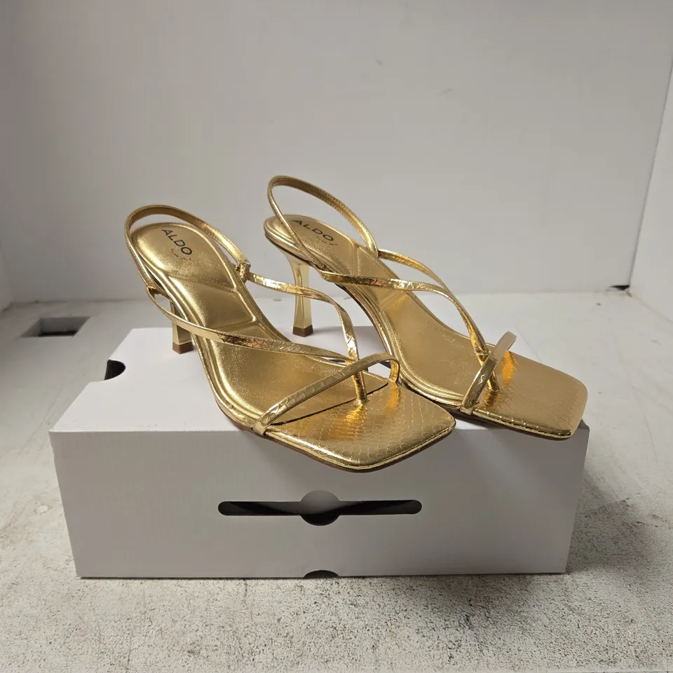 ALDO GOLD STRAPPY HEELED SHOES – WOMEN'S, UK 6 (US 8.5 / EUR 39)