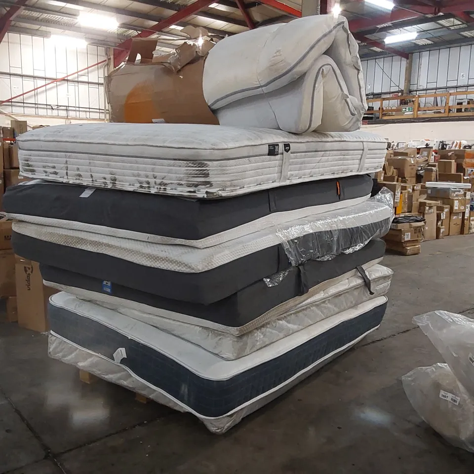 PALLET OF 8X ASSORTED UNBAGGED MATTRESSES- VARIOUS BRANDS, STYLES, SIZES, CONDITIONS ECT