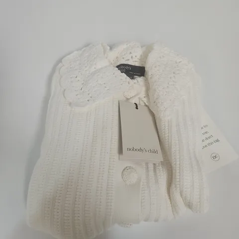 NOBODY'S CHILD CROCHET COLLAR SHIRT – WHITE – UK XS