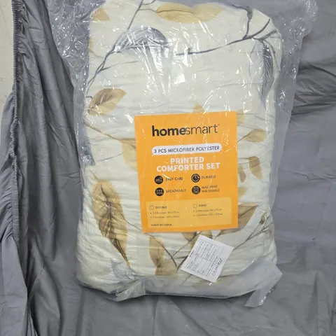 HOMESMART 3-PIECE MICROFIBRE PRINTED COMFORTER SET – LEAF PATTERN