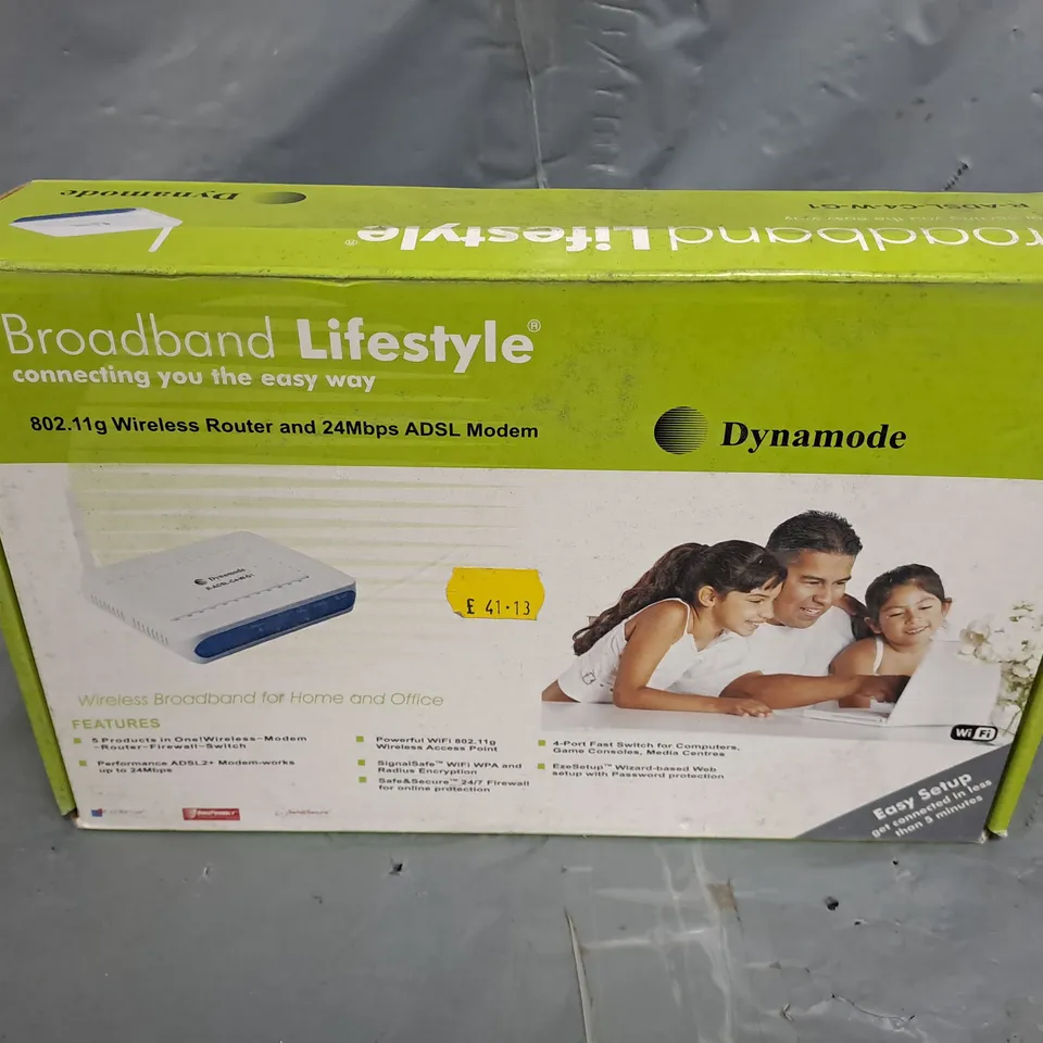 BOXED BROADBAND LIFESTYLE 802.11G WIRELESS ROUTER AND 24MBPS ADSL MODEM