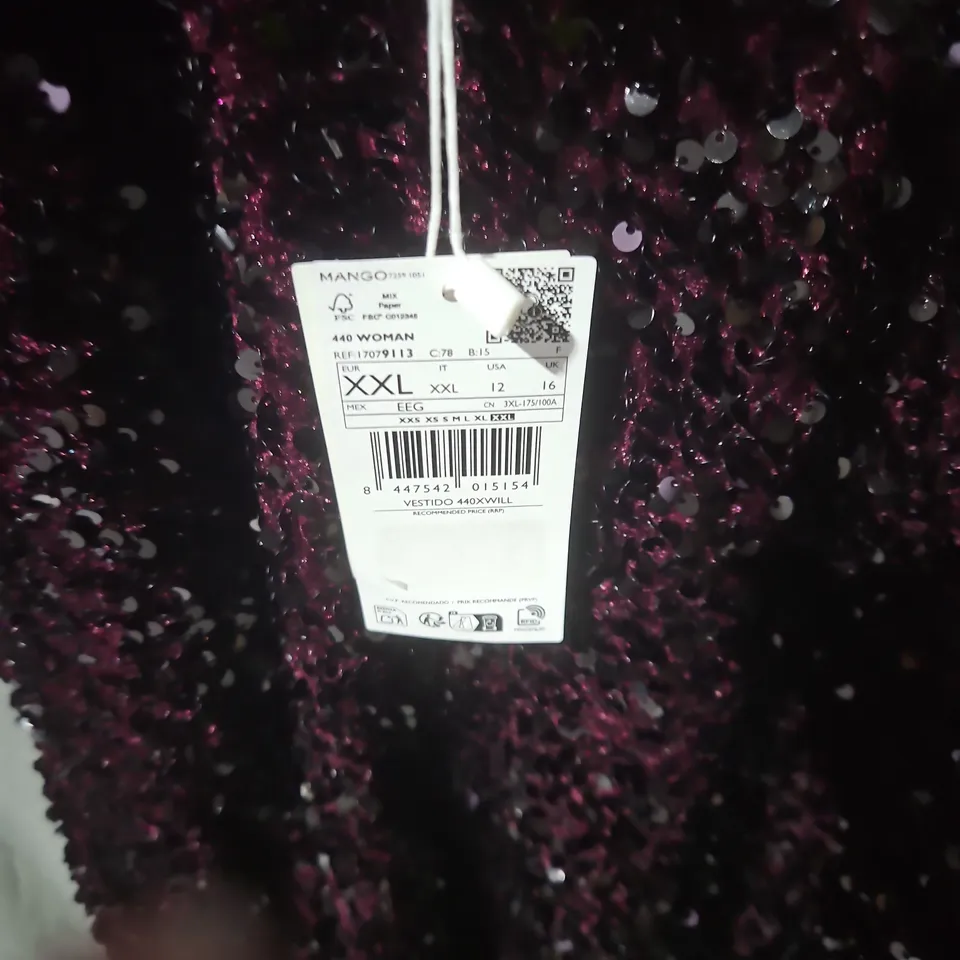 MANGO WOMEN’S SEQUIN DRESS – PURPLE/MAGENTA - UK SIZE 16
