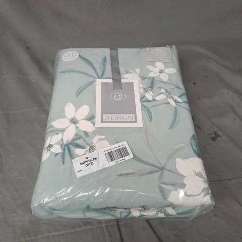 D&D PENCIL PLEAT LINED TIE BACK CURTAINS IN SAGE FLORAL 228X183CM