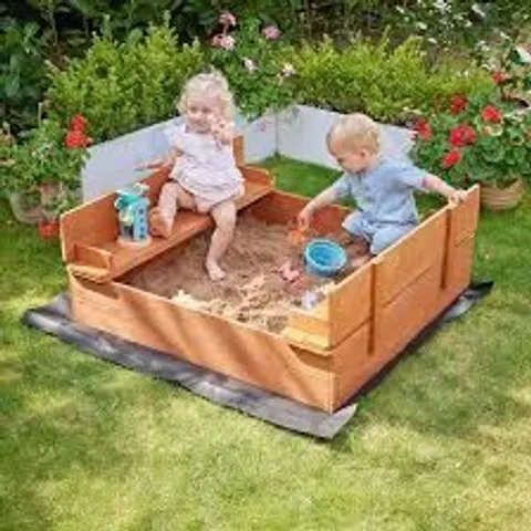 BOXED LIBERTY HOUSE TOYS KIDS SANDPIT WITH SEATING AND COVER (1 BOX)