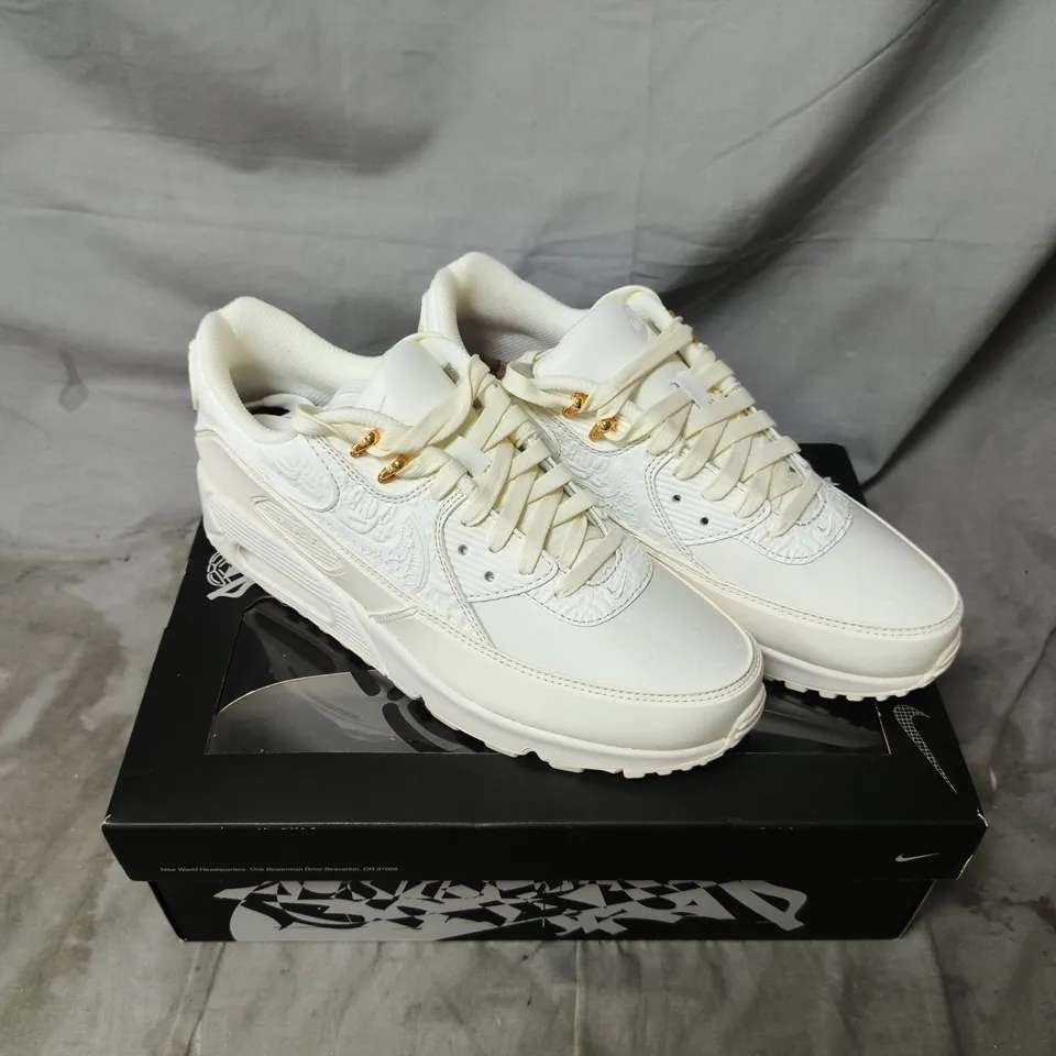NIKE AIR WHITE SNEAKERS ON ORIGINAL BOX – LOW-CUT, GOLD EYELETS UK SIZE 8