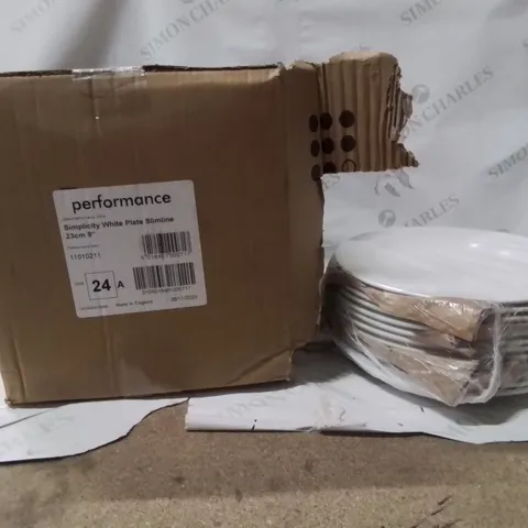BOXED SIMPLICITY WHITE PLATES SLIMLINE APPROXIMATELY 24