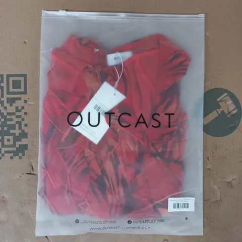 BAGGED OUTCAST BARCELONA MINI DRESS IN SCARLET MIRAGE SIZE SMALL