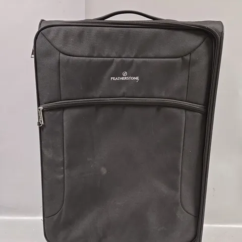 FEATHERSTONE BLACK 4 WHEEL FABRIC SUITCASE LARGE