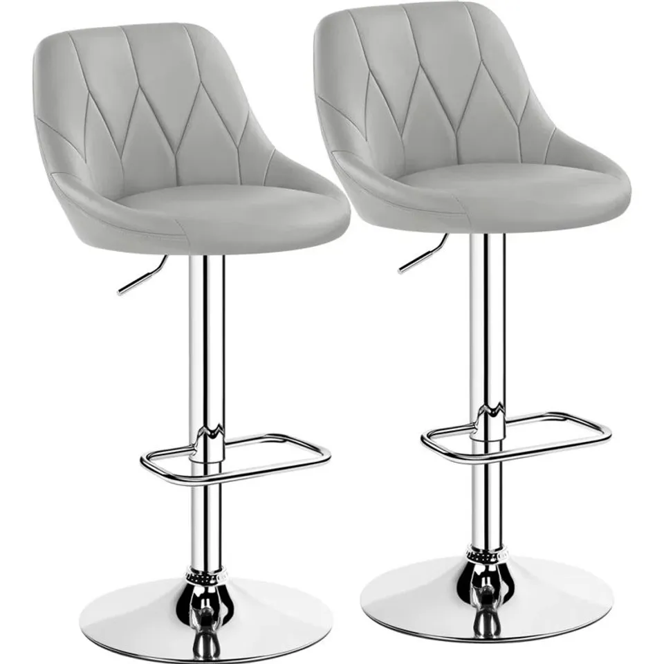 BOXED PAIR OF COLOR SWIVEL UPHOLSTERED ADJUSTABLE HEIGHT COUNTER STOOL WITH METAL FRAME - LIGHT GREY