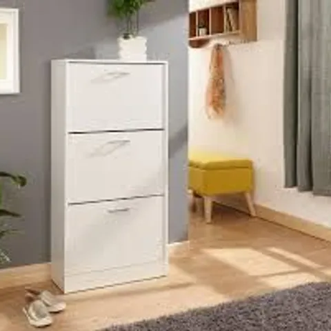 BOXED GFW STIRLING 3 TIER WHITE SHOE CABINET (1 BOX)