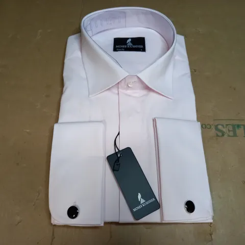 MOSES KUSHNER LOT OF 5 LONG SLEEVE SLIM FIT BUTTONED LIGHT PINK SHIRTS - LARGE