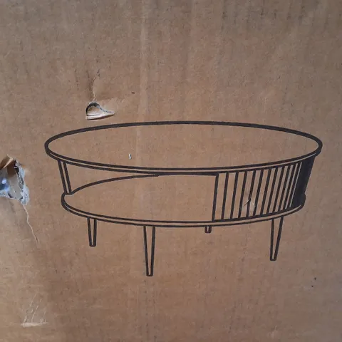 BOXED DINING TABLE - BEIGE/BLACK (1 BOX)