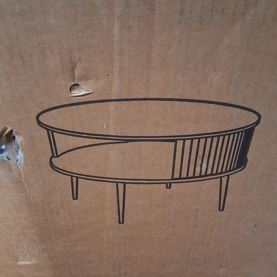 BOXED DINING TABLE - BEIGE/BLACK (1 BOX)