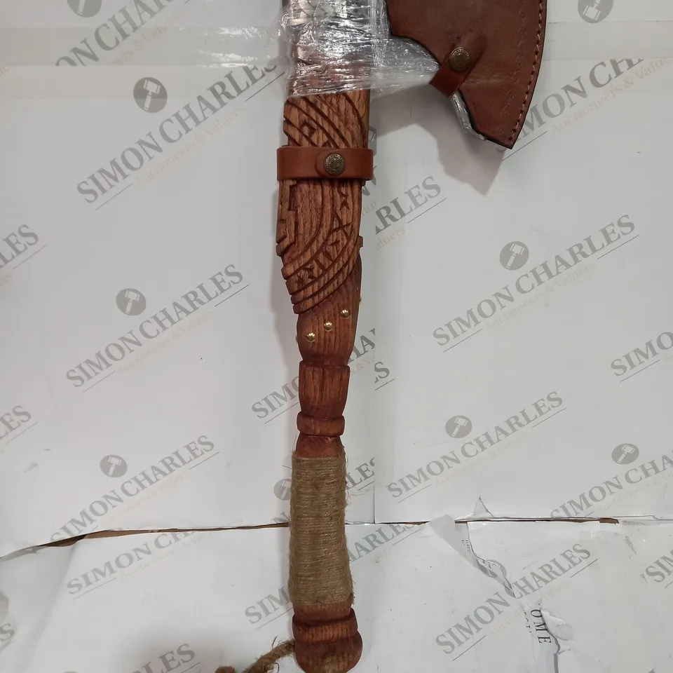 WOODEN UNBRANDED VIKING STYLE DESIGNED AXE