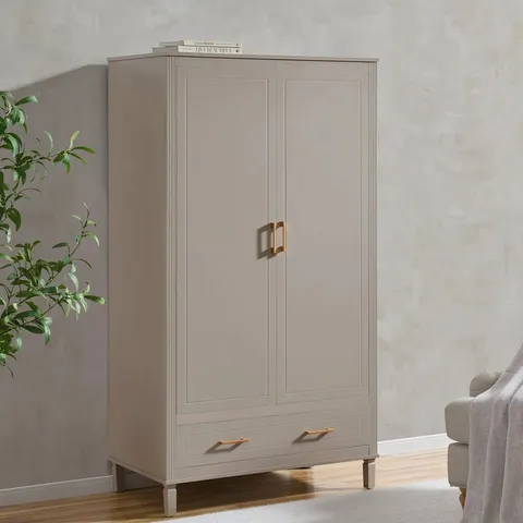 BOXED DUSK WARDROBE SIENNA 2 DOOR WARDROBE WITH DRAWER - TAUPE (1 BOX)