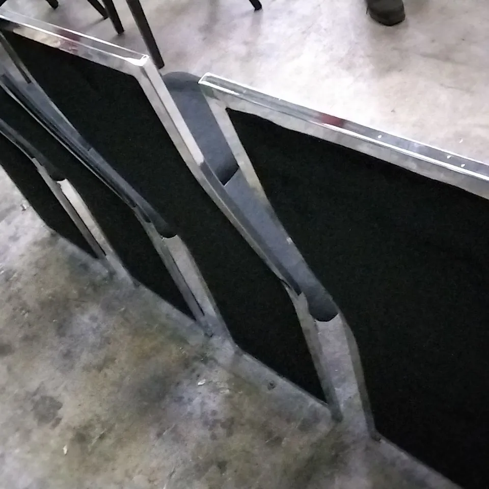 SET OF 4 BLACK SUEDE DINING CHAIRS WITH CHROME LEGS