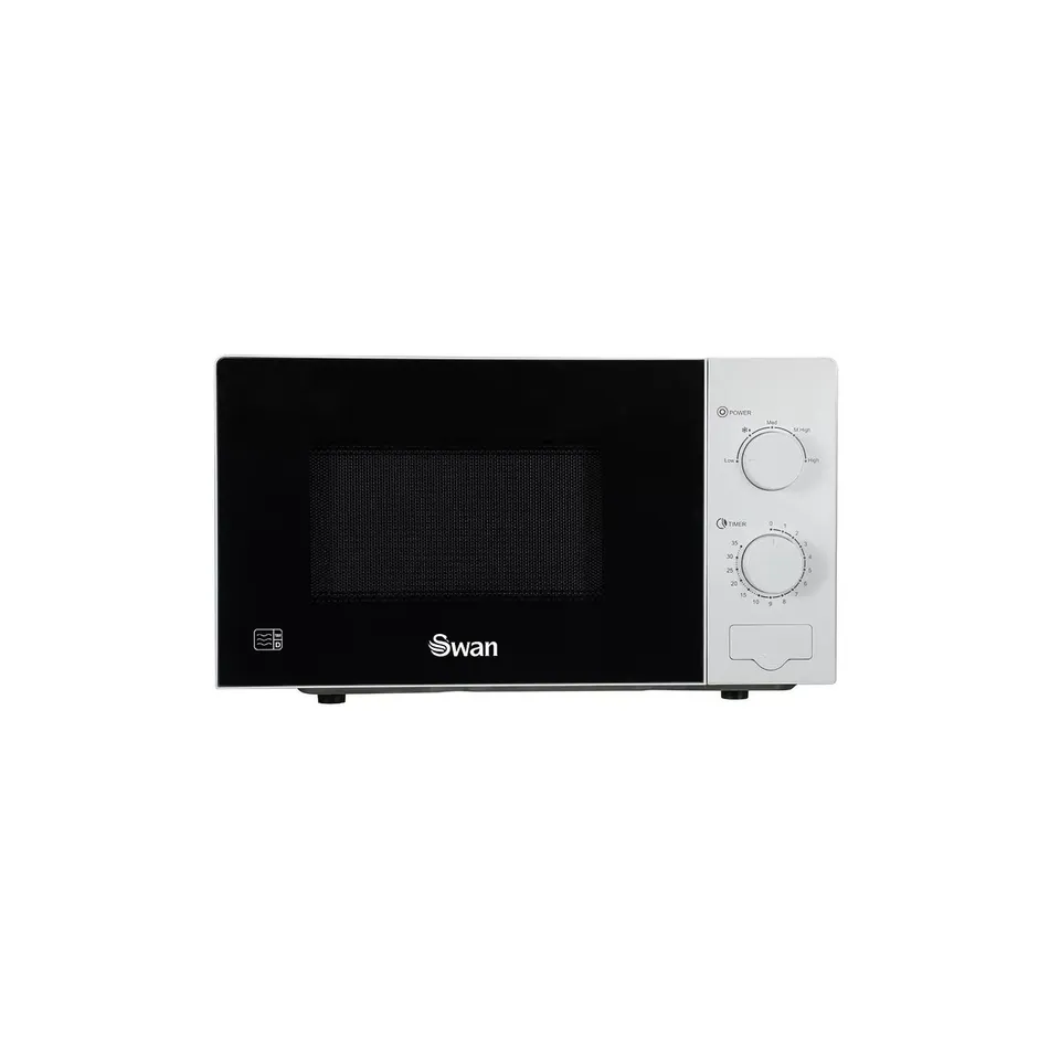 BOXED SWAN 20L 700W MANUAL MICROWAVE IN WHITE - COLLECTION ONLY
