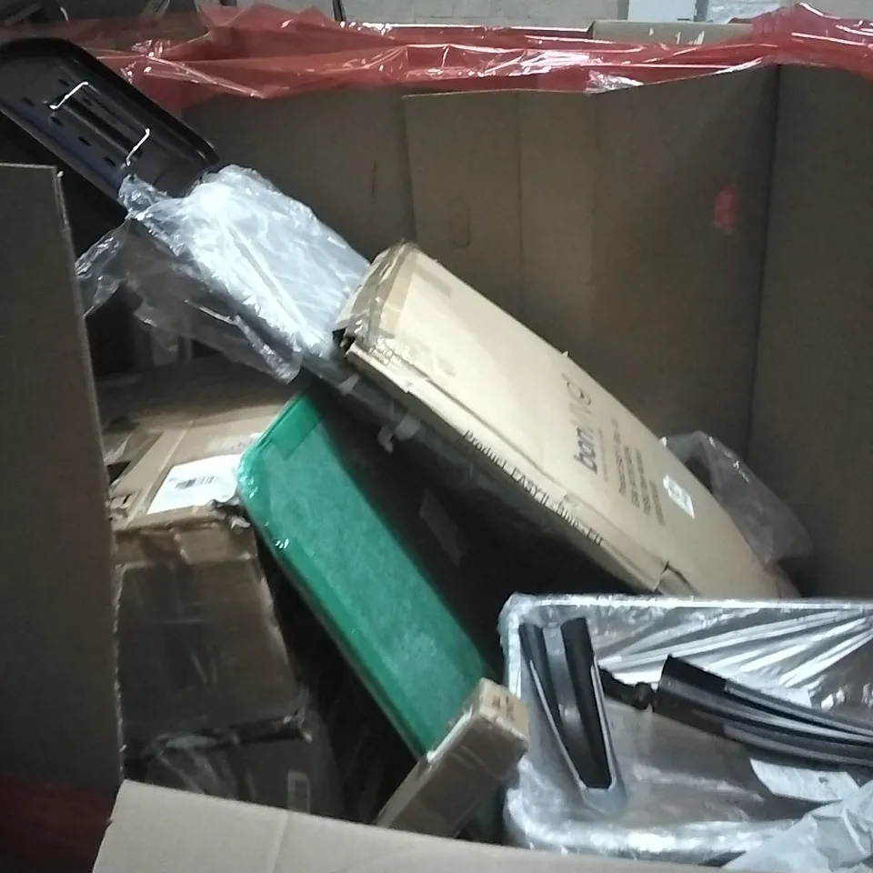 PALLET OF HOUSEHOLD ITEMS TO INCLUDE TODDLER TOWER,CEILING LIGHT WITH FAN,22 INCH MONITOR, LAMINATE CUTTER AND OTHER ASSORTED ITEMS...