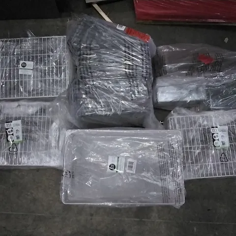 PALLET OF ASSORTED ITEMS INCLUDING M DESIGN KITCHEN STACKING BASKETS, M DESIGN OFFICE BINS, M DESIGN WIRE SHELF DIVIDER, M DESIGN WIRE BASKET