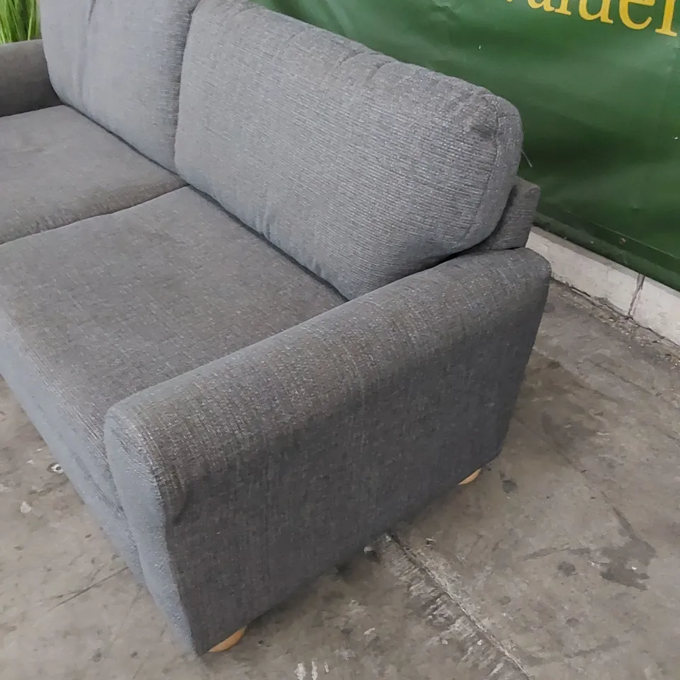DESIGNER SOFA UPHOLSTERED IN SLATE GREY FABRIC