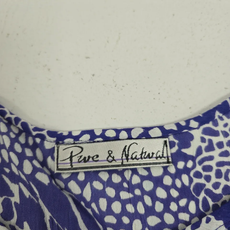 PURE & NATURAL WOMEN'S DRESS – PURPLE & WHITE PRINT – UK SIZE S