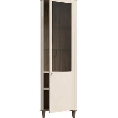 BOXED LACETTI SINGLE GLASS DOOR DISPLAY CABINET - CREAM/OAK (2 BOXES)