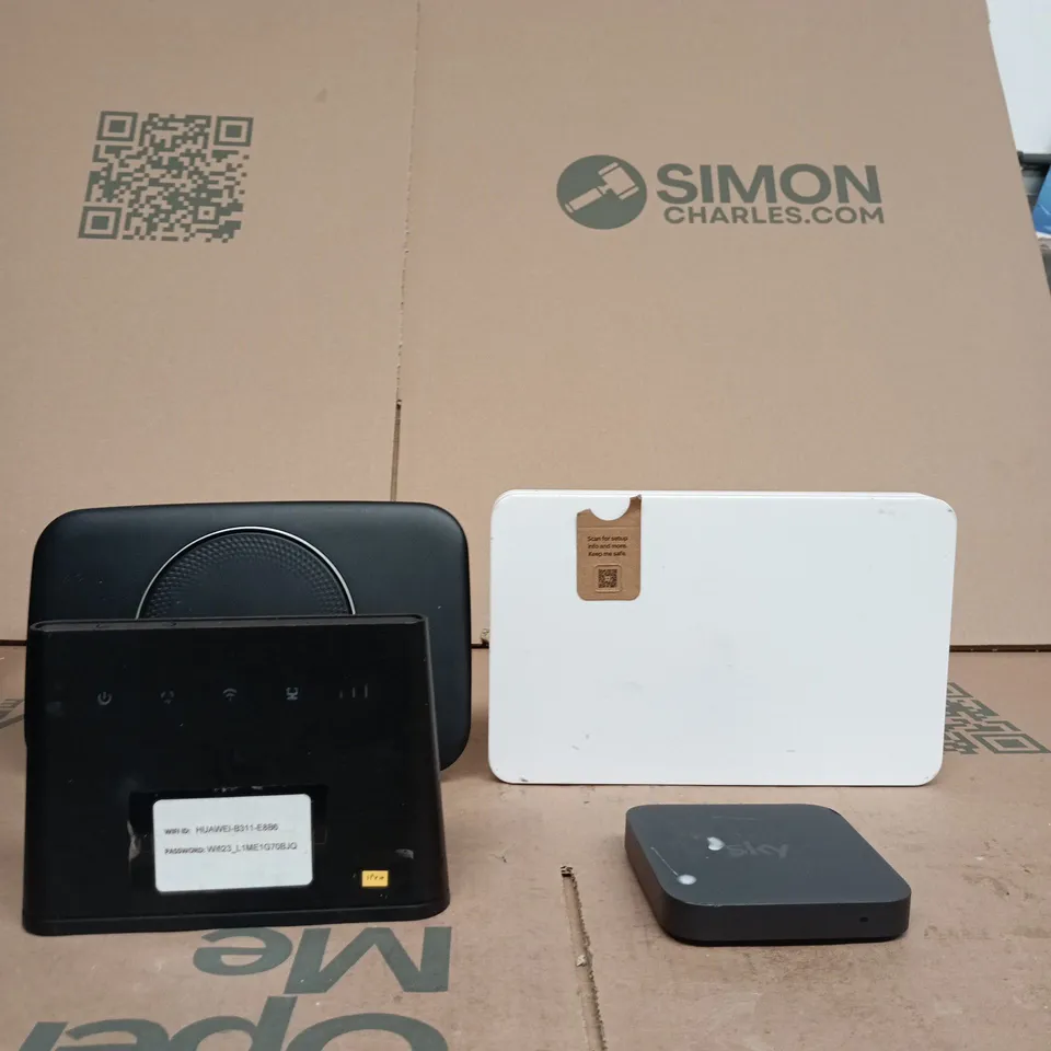 TOTE OF APPROXIMATELY 10 ASSORTED ITEMS INCLUDING SKY WIFI ROUTER, BT WIFI ROUTER AND HUAWEI WIFI ROUTER